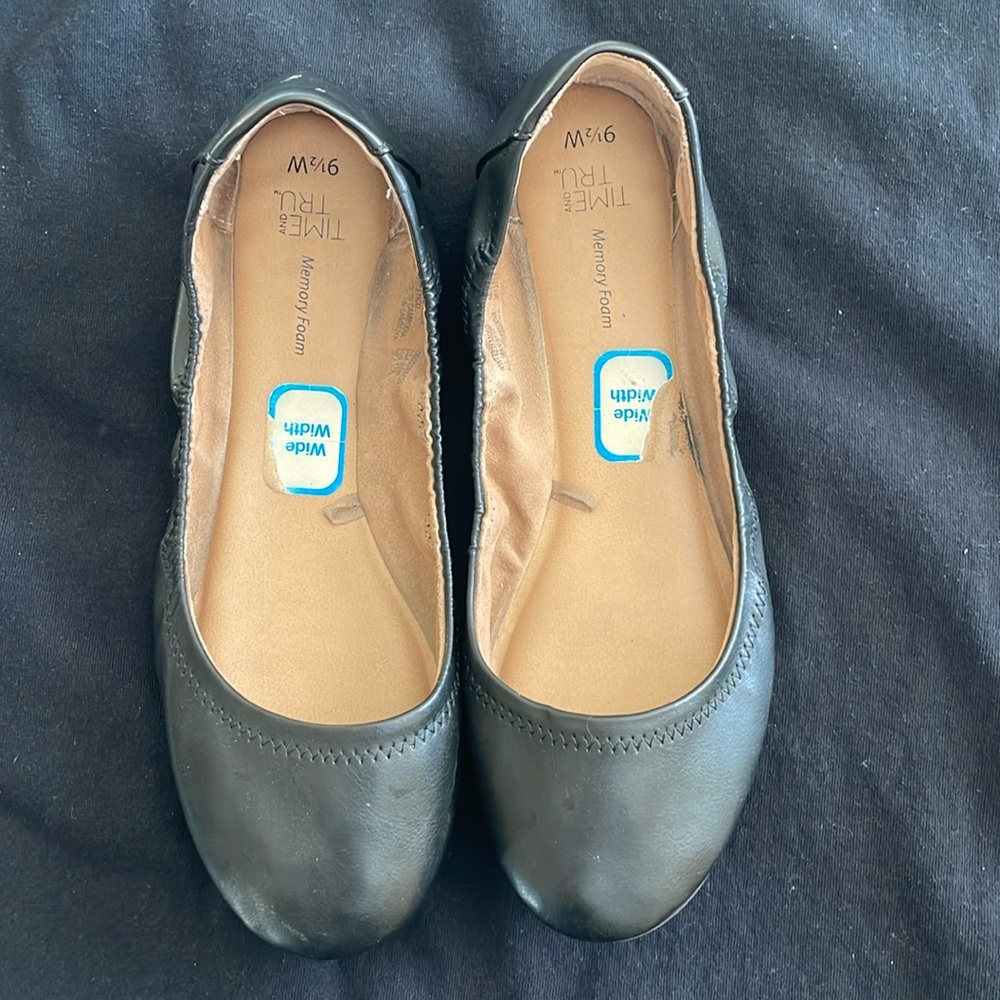 Women's Time and Tru Flats | Black | Size 9.5 (Wide Width)